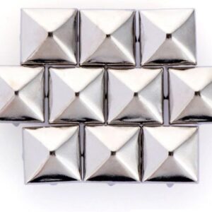 700Pcs 10 mm Square Pyramid Studs Silver Metal Four-Jaw Squa...