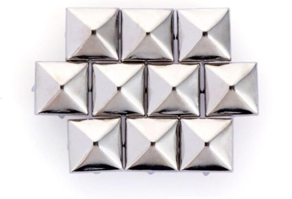 700Pcs 10 mm Square Pyramid Studs Silver Metal Four-Jaw Squa...