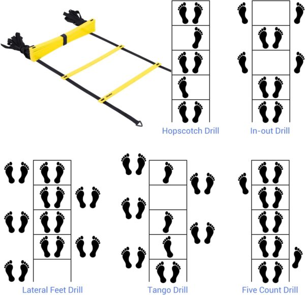 Ohuhu Agility Ladder Speed Training Set 12 Rung 20ft Exercis...