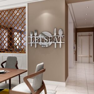 Let's Eat Wall Decor Letter Signs Acrylic Mirror Wall Decals...