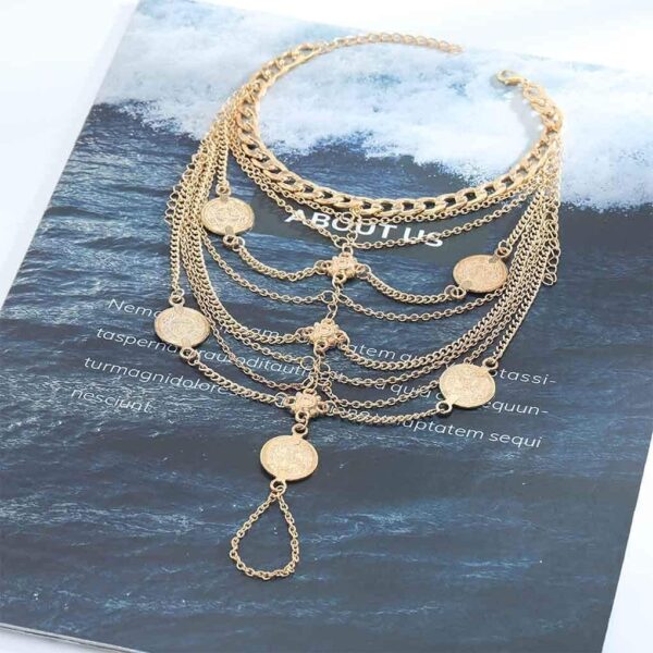 Olbye Silver Barefoot Sandals Foot Chain Jewelry Coin Anklet...