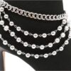 Women Western Boot Bling Bracelet Silver Metal Chain Shoe An...