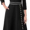 VFSHOW Womens Pleated Notch Neck Front Slit Buttons Pockets ...