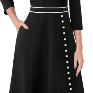VFSHOW Womens Pleated Notch Neck Front Slit Buttons Pockets ...