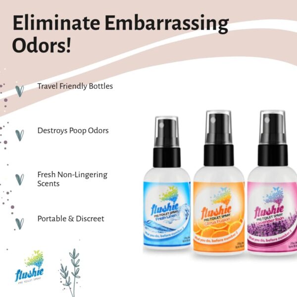 Flushie Pre-Toilet Spray for Travel - Toilet Deodorizer & Po...