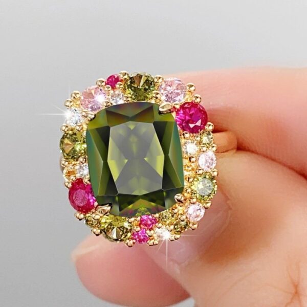925 sterling silver Shiny multi-colored diamond Wedding ring...