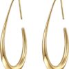 Lightweight Teardrop Hoop Earrings for Women - 14k Gold/Whit...