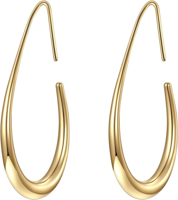 Lightweight Teardrop Hoop Earrings for Women - 14k Gold/Whit...
