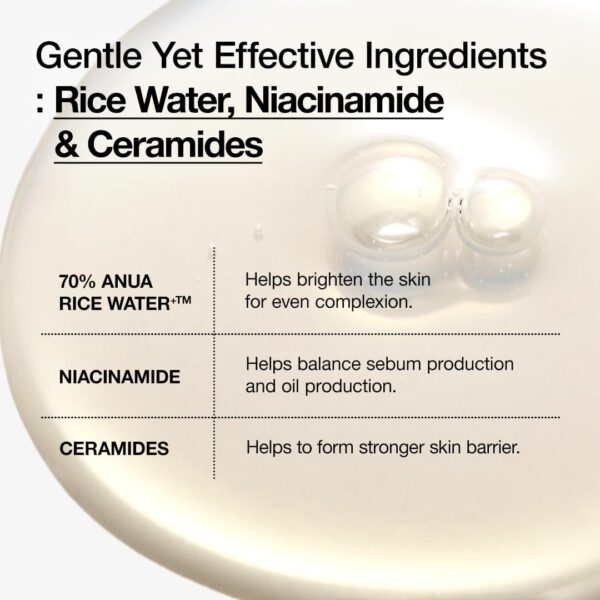 ANUA Rice 70 Glow Milky Toner, for Glass Skin, Rice Water, N...