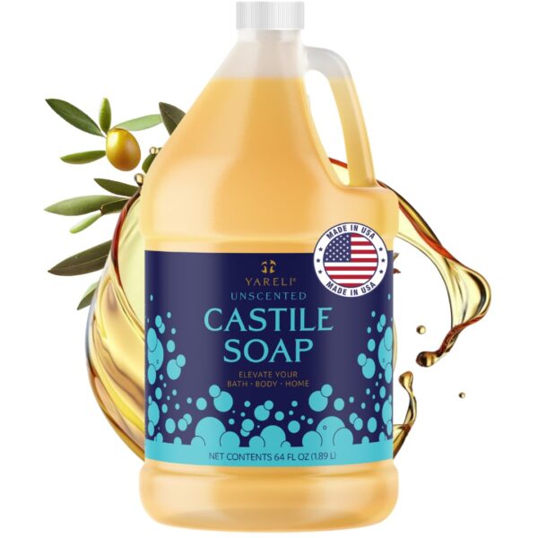 Pure Castile Soap Liquid, Unscented, with All Organic Oils f...
