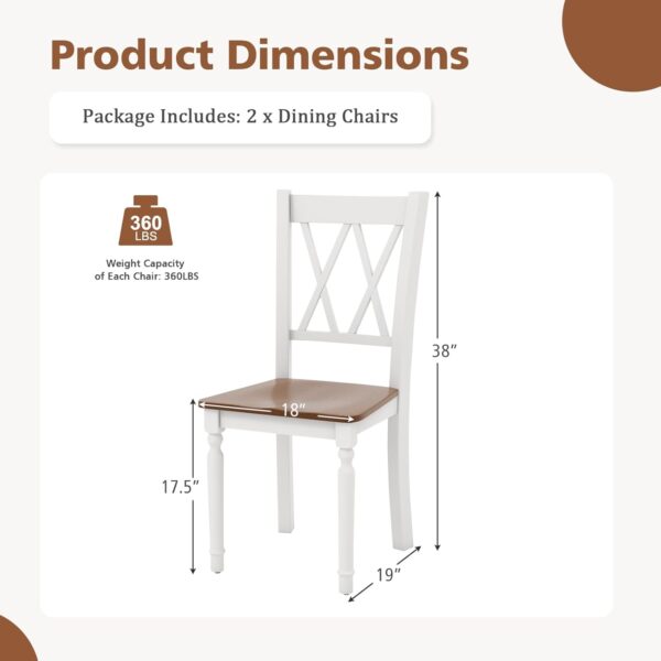 Giantex Dining Room Chairs Set of 2 White, Wooden Farmhouse ...