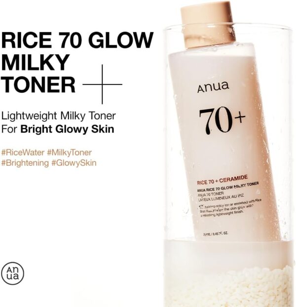 ANUA Rice 70 Glow Milky Toner, for Glass Skin, Rice Water, N...