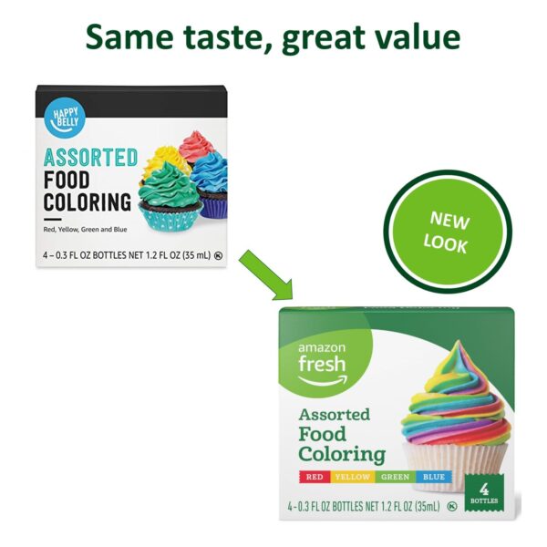 Amazon Fresh, Assorted Food Coloring, 1.2 Fl Oz (Pack of 4) ...