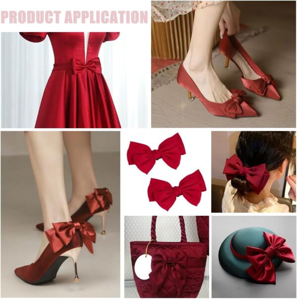 PH PandaHall 2pcs Bow Shoe Clips, Satin Buckle Removable Ele...