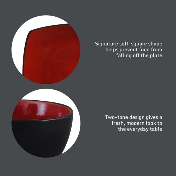 Gibson Soho Lounge Square Reactive Glaze Dinnerware Set, Red...