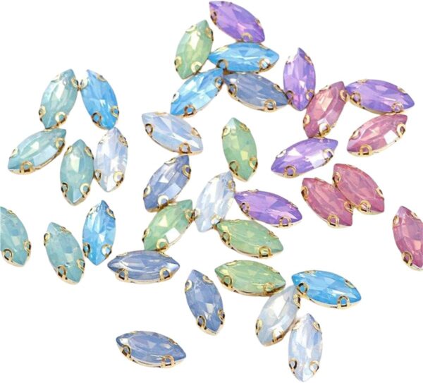 7 x 15mm Mixed Color Horse Eye Opal Sewing Crystal Flatback ...