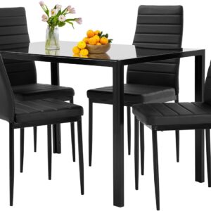 FDW | 5-Piece Dining Table Set | Glass Kitchen Table with 4 ...