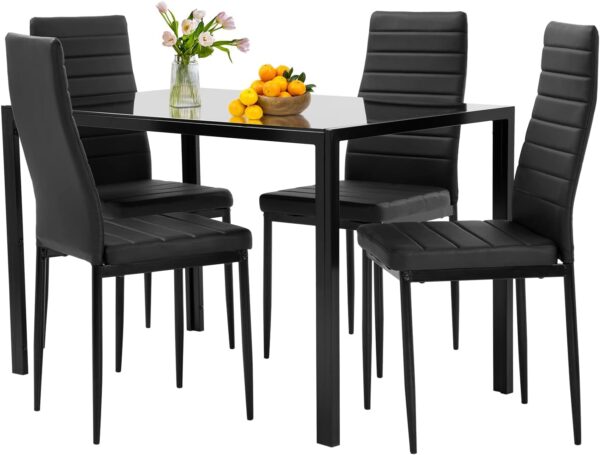 FDW | 5-Piece Dining Table Set | Glass Kitchen Table with 4 ...
