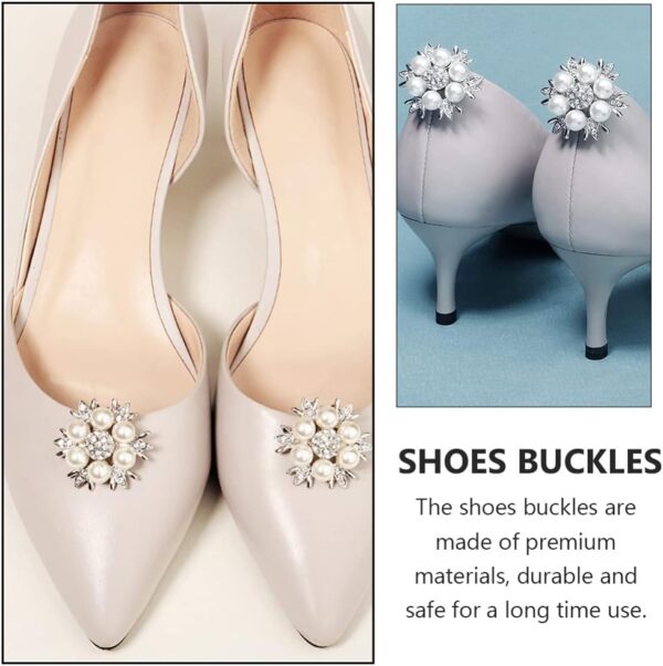 Rhinestone Shoe Clips Decorative Pearl Shoe Charms DIY Remov...