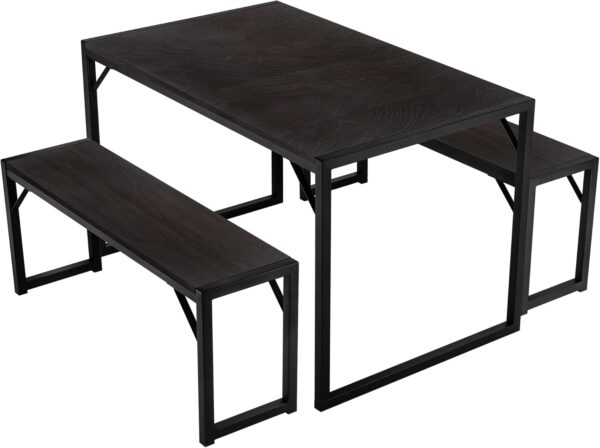 SHA CERLIN Kitchen Dining Table Set for 4 with Benches, Rust...