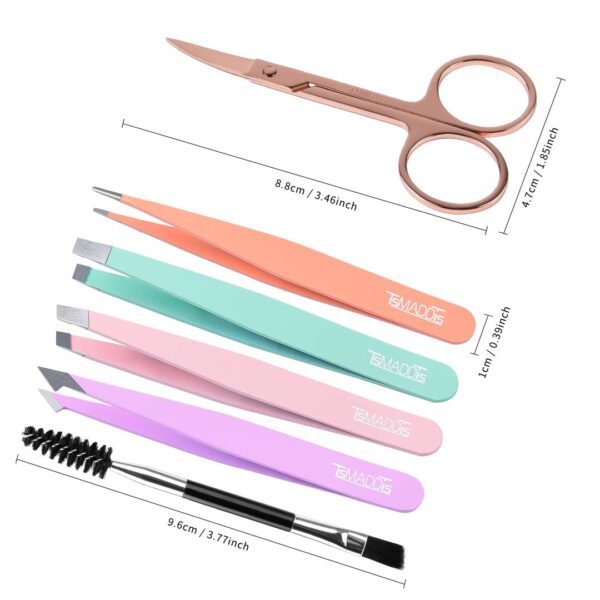 TsMADDTs 6 PCS Tweezers Set for Women, Eyebrow Tweezers with...