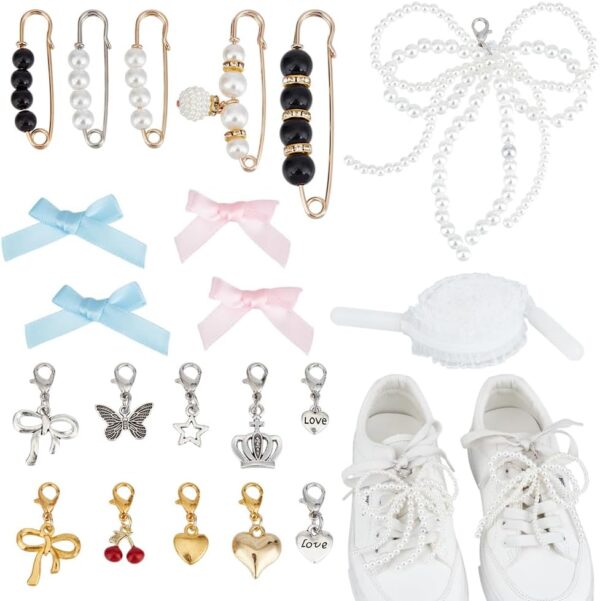 34pcs Shoe Charms for Sneakers Bow Shoelace Charms Shoe acce...
