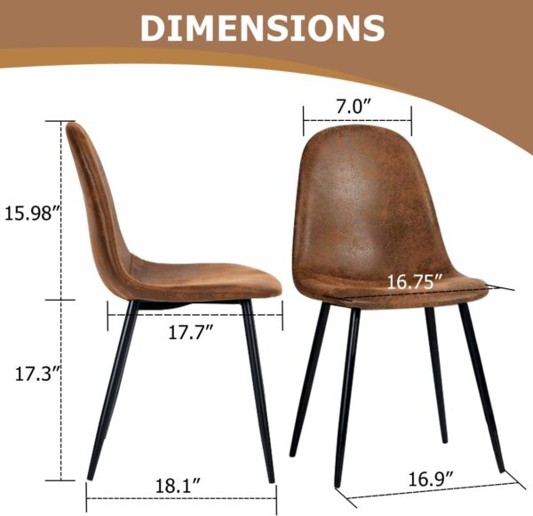 FurnitureR Dining Chairs Set of 4 Comfortable Upholstered Fa...
