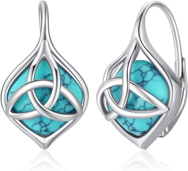BDL Genuine Turquoise Jewelry for Women, Sterling Silver Ear...