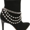 Women Western Boot Bling Bracelet Silver Metal Chain Shoe An...