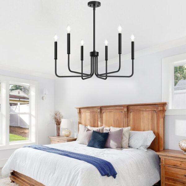 Black Chandelier, 6-Light Farmhouse Chandelier for Dining Ro...