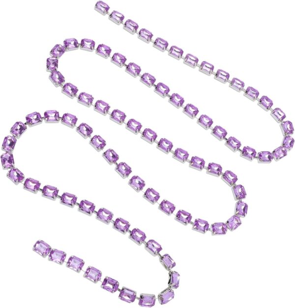 Rhinestone Trim Chain 8x10mm Light Purple Rectangle Decor Ac...