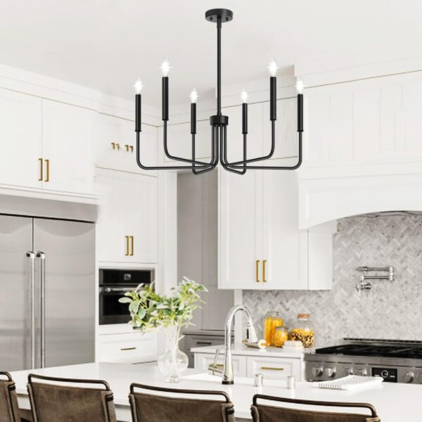 Black Chandelier, 6-Light Farmhouse Chandelier for Dining Ro...