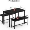 Tatub Dining Table Set for 4, 3-Piece Kitchen Table with 2 B...