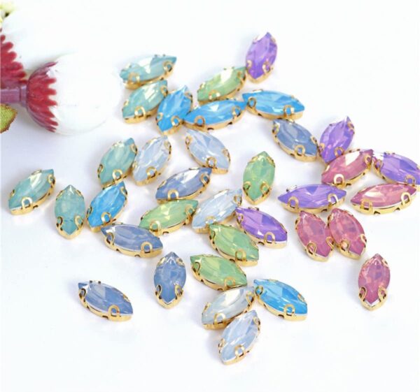 7 x 15mm Mixed Color Horse Eye Opal Sewing Crystal Flatback ...