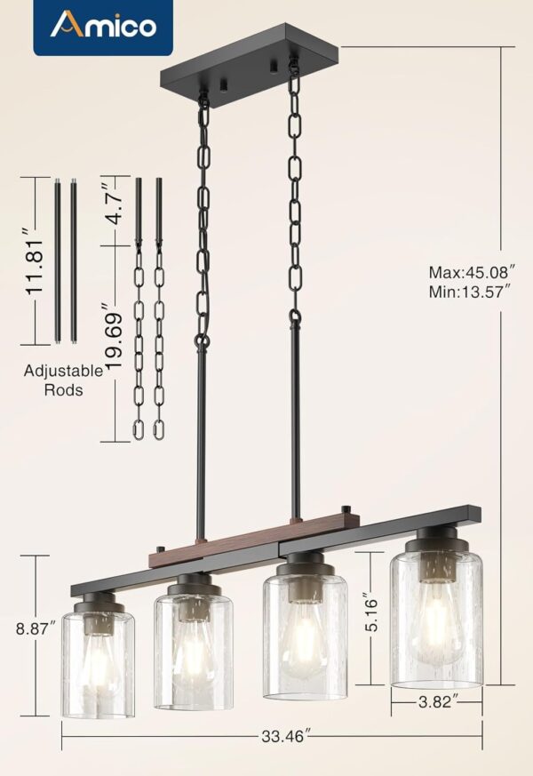 Amico Dining Room Light Fixture 4-Light Kitchen Island Light...