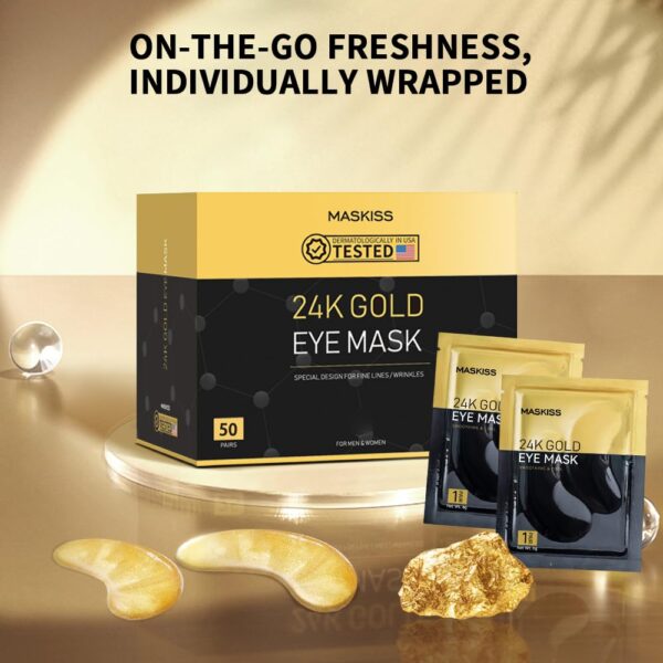 24k Gold Under Eye Patches (50 Pairs), eye mask, Collagen Sk...