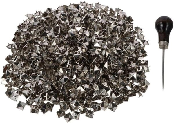 1001 Pcs 10 mm Square Pyramid Studs Silver 4 Prong Metal Nai...