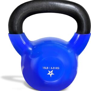 Yes4All 5-100 LB Kettlebells Vinyl Coated Cast Iron for Dumb...