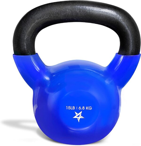 Yes4All 5-100 LB Kettlebells Vinyl Coated Cast Iron for Dumb...