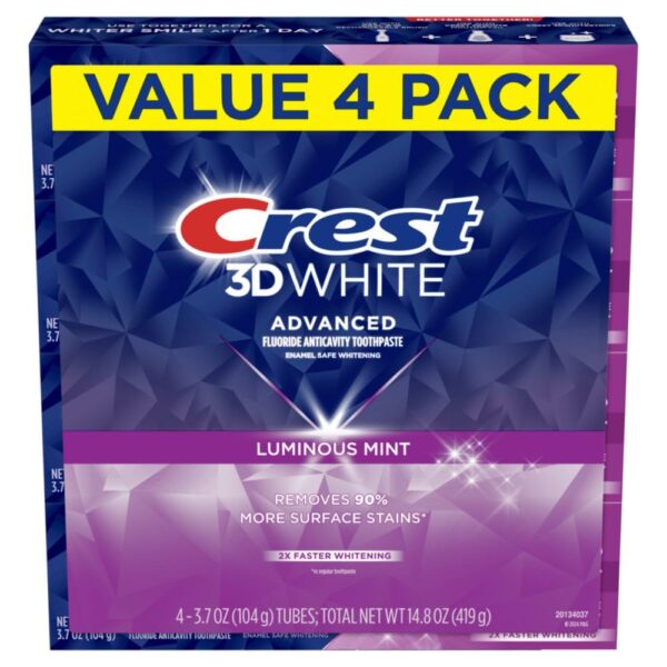 Crest 3D White Advanced Luminous Mint Teeth Whitening Toothp...