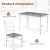 COSTWAY Dining Table Set for 4, Wood Kitchen Table Chairs Se...