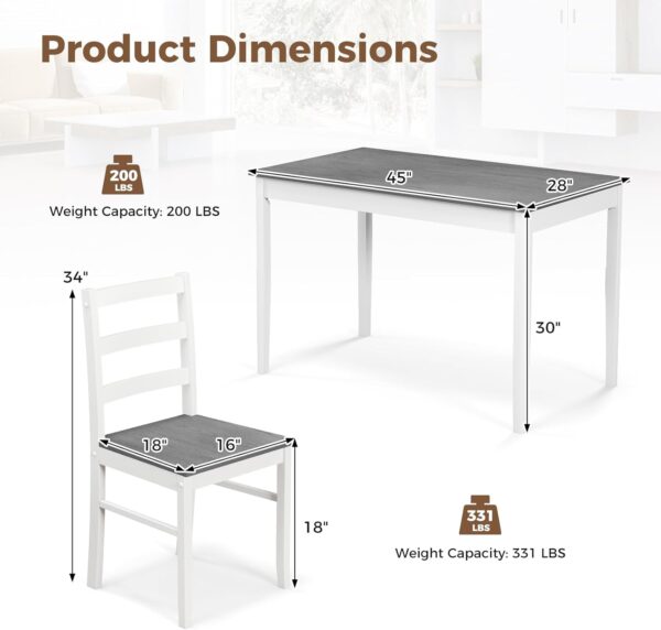 COSTWAY Dining Table Set for 4, Wood Kitchen Table Chairs Se...
