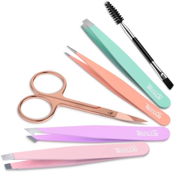TsMADDTs 6 PCS Tweezers Set for Women, Eyebrow Tweezers with...