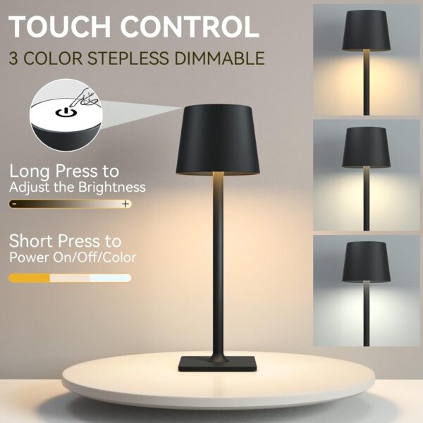 2 Pack Rechargeable Table Lamps,Cordless Lamp with 6000mAh B...