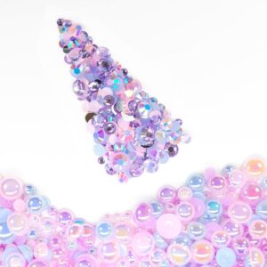 2Bags DIY Bundles Pack, 1 Half Round Pearls+1 Resin Rhinesto...