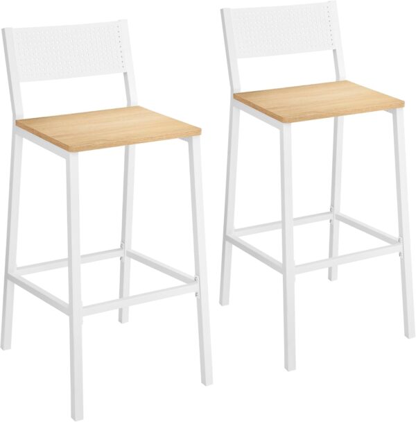 VASAGLE Bar Stool Set of 2, Bar Chairs for Kitchen, Dining R...