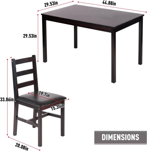 FDW | 5-Piece Solid Wood Dining Table Set for 4 | Pine Kitch...