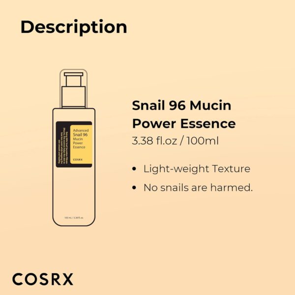 COSRX Snail Mucin 96% Power Repairing Essence 3.38 fl.oz 100...