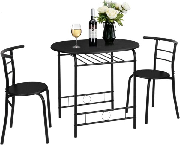 VINGLI 3 Piece Dining Set,Small Kitchen Table Set for 2,Brea...