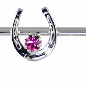 Horseshoe Stock Pin with Rose Stone